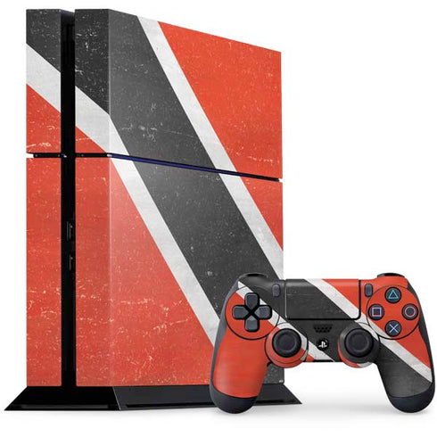 Trinidad and Tobagao Flag Distressed PS4 Console and Controller Bundle Skin